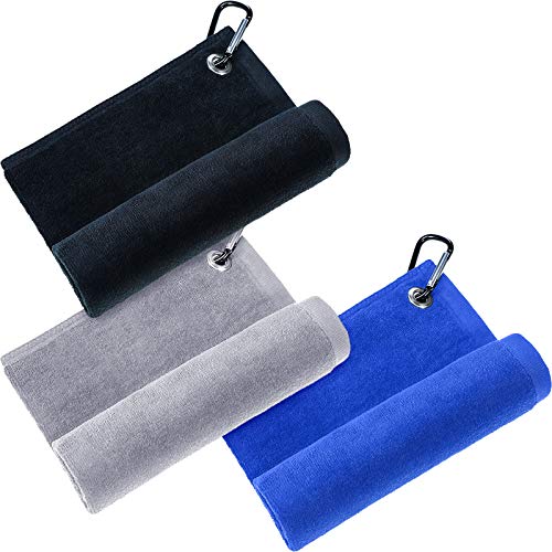 3-Piezas-Toallas-de-Golf-de-Microfibra-con-Clip-Toalla-de-Limpieza-de-Golf-para-Golf-Acampada-Yoga-Gimnasio-Negro-Gris-Azul