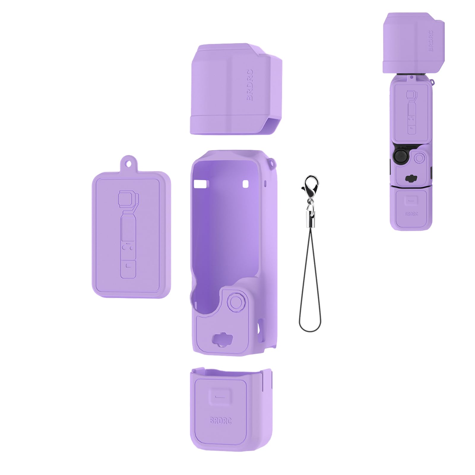 CAPART Silicone Protective Sleeve for DJI OSMO Pocket 3, Scratch-Proof Protective Cover Skin of Body | Screen | Gimbal | 1/4" Thread Handle (Purple)