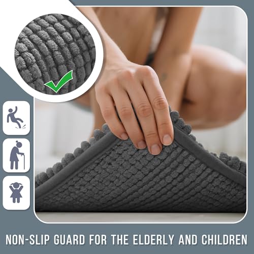 Yimobra Bathroom Rug Mat 36 x 24, Non Slip and Super Absorbent Bath Mat,Machine Washable Quick Dry,Ultra Plush Chenille Shower Rugs for Bathroom Floor Sink Tub and Shower Outside,Dark Gray by Yimobra - Used condition - Image 5