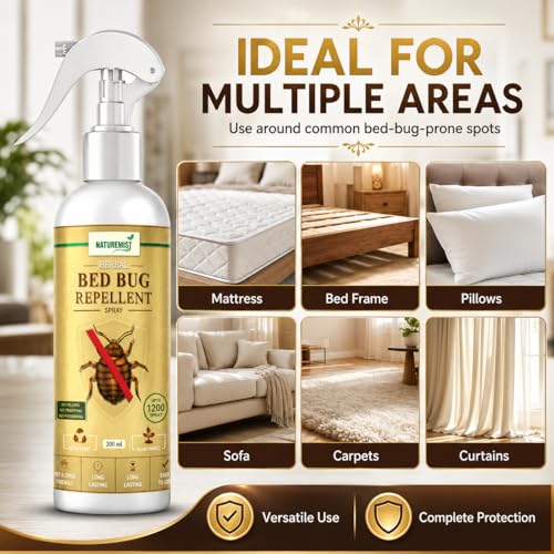 Image of Bed Bug Repellent Spray for Home, Mattress, Sofa & Furniture | Plant Based Bed Bug Spray for Indoor Use | Long Lasting Fresh Protection | Easy to Use 200ml