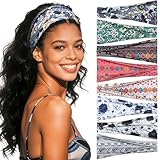 Lot de 8 Bandeau Cheveux Polyvalents: Collection variée de headband cheveux femme aux motifs assortis incluant couleurs unies, imprimés floraux, tie-dye, style bohème et ethnique pour s'adapter à toutes vos tenues