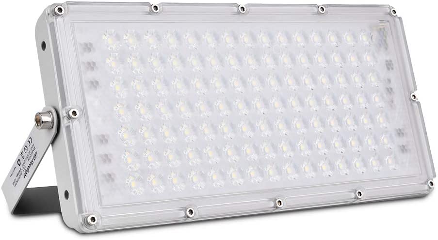 Sararoom Focos LED Exterior 100W 10000LM Foco Proyector Led, 6500K Blanco Frío Luz de Seguridad   IP65 Impermeable Floodlight, Iluminación Reflector interior para Casa Jardín Garaje Patio Naves Campo