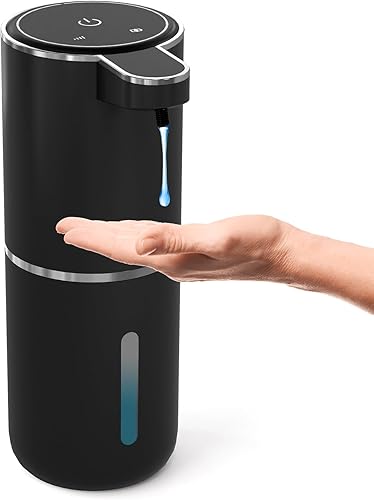 Dispensador automático de jabón sin contacto, dispensador de jabón líquido de manos de 12.8 onzas, dispensador ajustable USB de 4 niveles, eléctrico