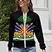 KAOEOSI Haitian Coat of Arms Flag Women's Zipper Jacket Long Sleeve Sweatshirts Lightweight Outerwear with Pocket M