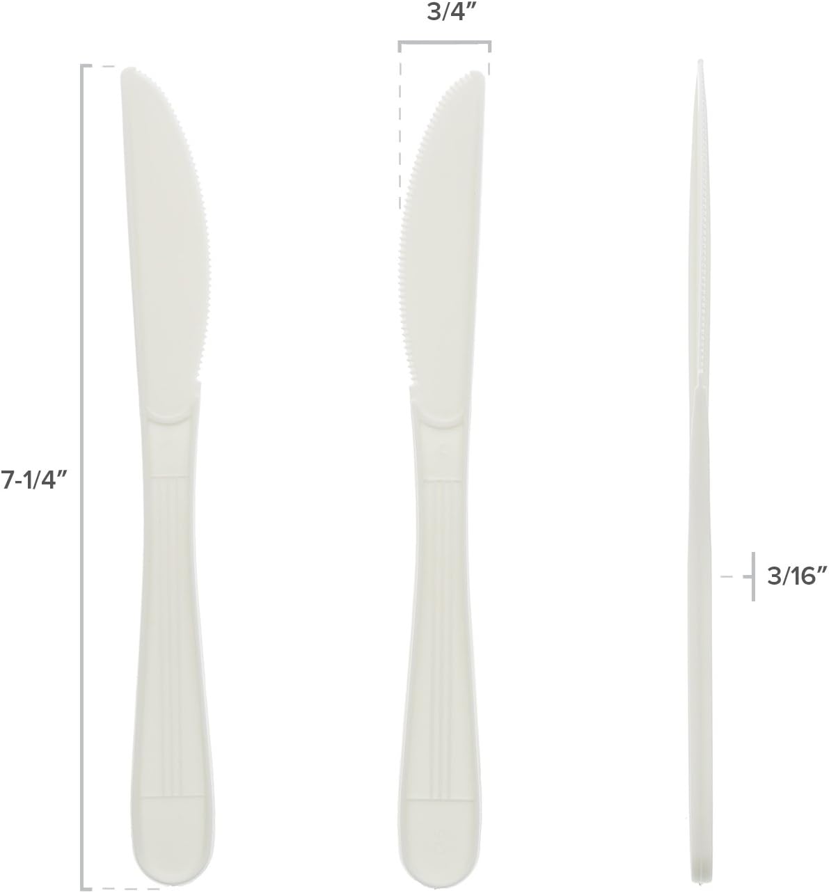 CiboWares Heavyweight and Disposable White Knives, Package of 100