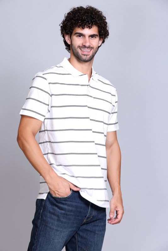 Image of SANE ORIGINALS Half Sleeve Polo T-Shirt for Men with Pocket || Stripe Collar and Pocket T-Shirt for Men Half Sleeves