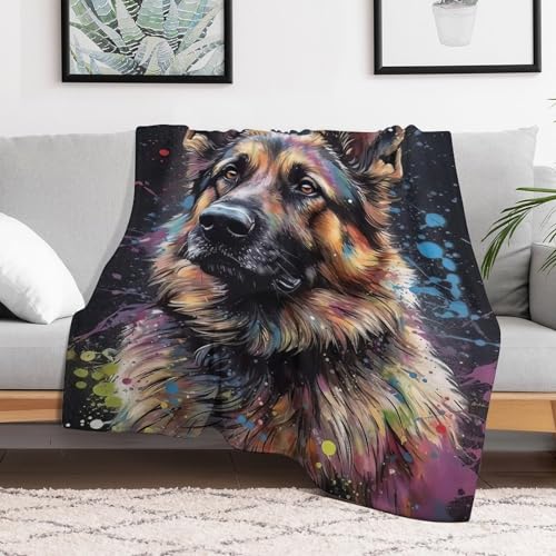 Couverture polaire Berger Allemand 130x150 plaid en flanelle de lit douce