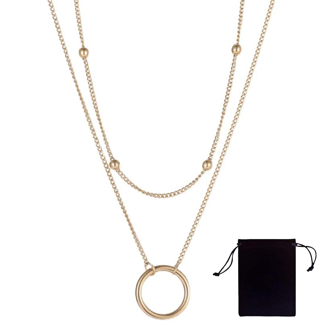 Maxi collana bohémien da donna con perline a doppio strato