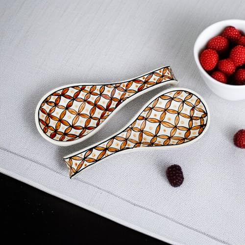 Image of Malaikah Ceramic Spoon Rest Print Pack of 2 for Home, Kitchen, Dining, Kitchen Decor & Gifting