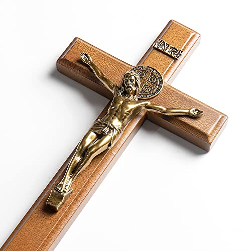 Kuxbet Crucifix Cross Catholic 10.7 Inch Wooden Jesus Christ Wall Cross Stand, Hanging Or Tabletop With Stand For Home Decor #TOP1