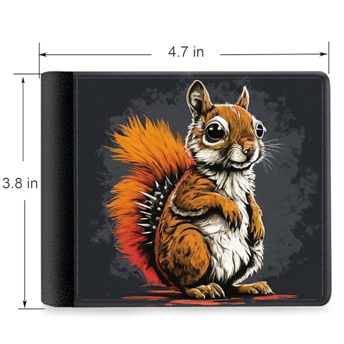 Front Pocket Slim Bifold Leather Wallet RFID Blocking with ID Window for Men/Squirrel GC15252
