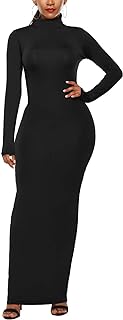 Women's Turtleneck Long Sleeve Bodycon Maxi Dress Casual Long Dress - Buy now