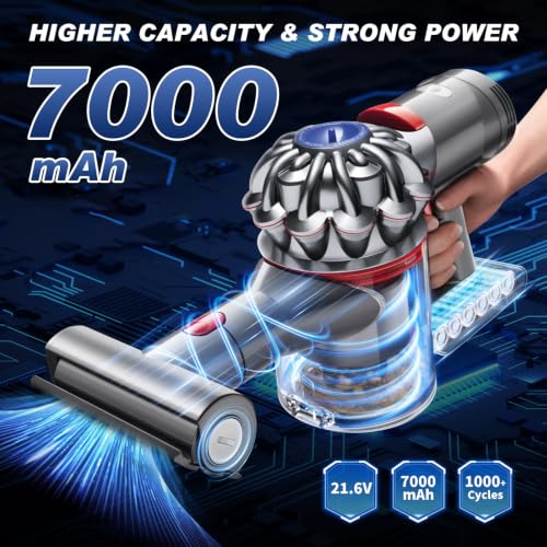 Image of 7000mAh for Dyson V7 Battery Replacement, 21.6V Li-ion SV11 Battery Compatible with Dyson V9 Animal /Motorhead /Trigger /Absolute /Fluffy /Allergy Cordless Vacuum Batteries, Comes with Accessories