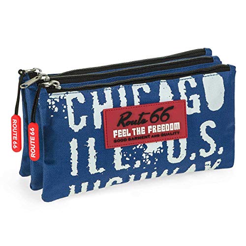 Dis2 - Estuche Escolar Triple Route 66 Azul