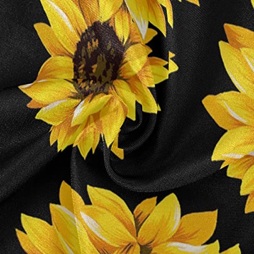 xigua Beautiful Sunflower Flowers Floral Black Round Tablecloth 60In,Waterproof Patio Table Cloths with Umbrella Hole and Zipper,Table Covers for Indoor & Outdoor Backyard/BBQ/Picnic - Image 2