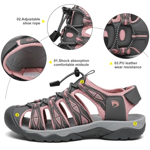 Image of Dannto Women's Sport Hiking Sandals Closed Toe Outdoor Athletic Walking Sandal Lightweight Summer Water Shoes