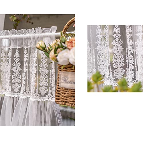 Cortinas con cenefa de encaje para ventana pequeña con diseño transpirable y ligero 3