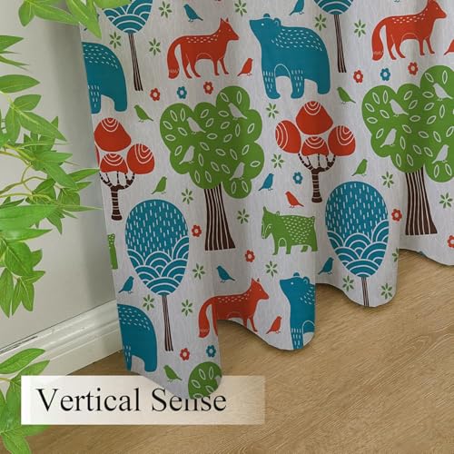 Image of BFAM Kids Blackout Curtains 5 feet Set of 1 - 100% Room Darkening, Thermal Insulated, Noise Reducing, Cute Animal & Rainbow Prints, Eyelet Curtains for Playroom, Bedroom & Nursery, Pack of 1 Curtain