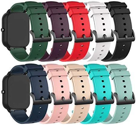 10-PACK Bands Compatible for Donerton P22 P32 P36/KALINCO P22 Replacement Watch Straps 20MM Classic Soft Silicone Breathable Quick Fit Wristband for Donerton & KALINCO P22 Smartwatch for Women Men