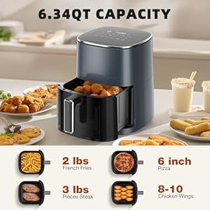 6QT Large Air Fryer, 12-in-1 Digital Airfryer with Clear Window, Roast, Reheat, Dehydrate, Bake, Steam with 400F and More, Dishwasher Safe, Nonstick, Fit for Family of 2-5, Gray 6QT Large Air Fryer 12 in 1 Digital Airfryer with Clear Window Roast Reheat Dehydrate Bake Steam with 400F and More Dishwasher Safe Nonstick Fit for Family of 2 5 Gray