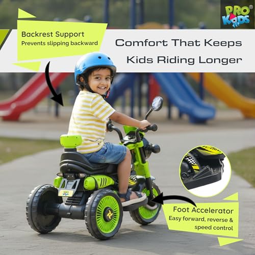 Image of PRO KIDS Cruise Rechargeable Electric Kids Bike with Bluetooth, USB, AUX, Music & LED | Ride-On Bike for Boys & Girls (1.5-4 Years) | 6V Battery Powered | Foot Accelerator
