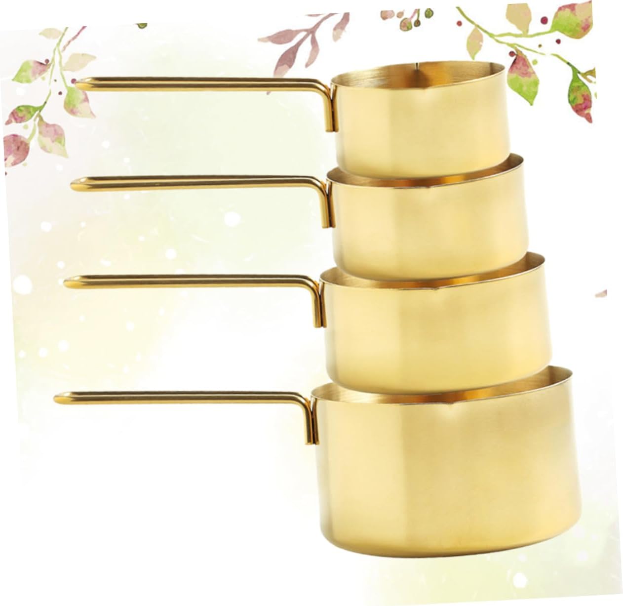 4PCS Stainless Steel Measuring Spoons and Golden Measuring Cups Set Kitchen Baking Utensils for Home Use Multi-purpose