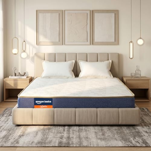 Image of Amazon Basics Dual Sided High Density Foam Mattress | Queen Size Bed Mattress, 5-Inch Thick | Reversible Soft Feel & Medium Firm Sides, Zero Motion Transfer (78x60x5 Inches, Polyester Cover)