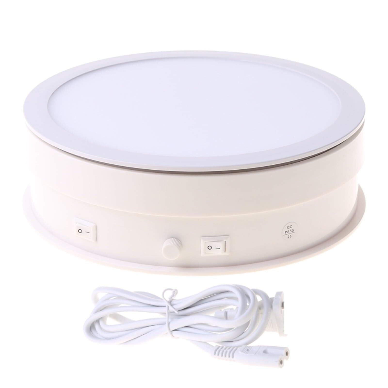 Gramofon, Gramofon, Elektryczna Lampa LED, Elektrycznie Obracany Stojak, Automatycznie Obracająca Się Podstawa Gramofonu dla biżuterii(White,30cm)