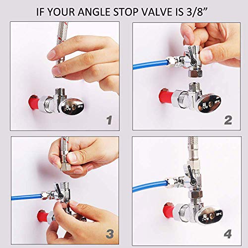 Frizzlife 1/2" And 3/8" Brass Feed Water Adapter - 3/8" Comp With 1/2" Converter Fitting And 1/4 Inch Od Compression Angle Stop Valve Adapter For Reverse Osmosis Water Filters, Coffee Brewers #TOP4