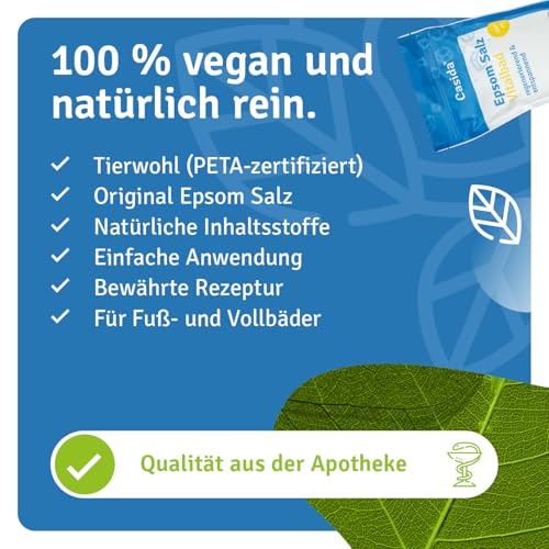 Epsom Salz Vitalbad - Magnesium zum Baden - 1000 g - Original Epsom Salz - Ideal für Voll- und Fußbäder - Epsom Salz aus der Apotheke