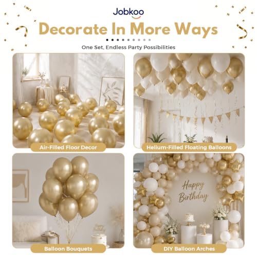 Image of Jobkoo Metallic Gold Balloons, 12 Inch Chrome Light Gold Latex Balloon