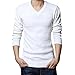 Orangetime Men Basic Classic V-Neck Long Sleeve Sweater XL White