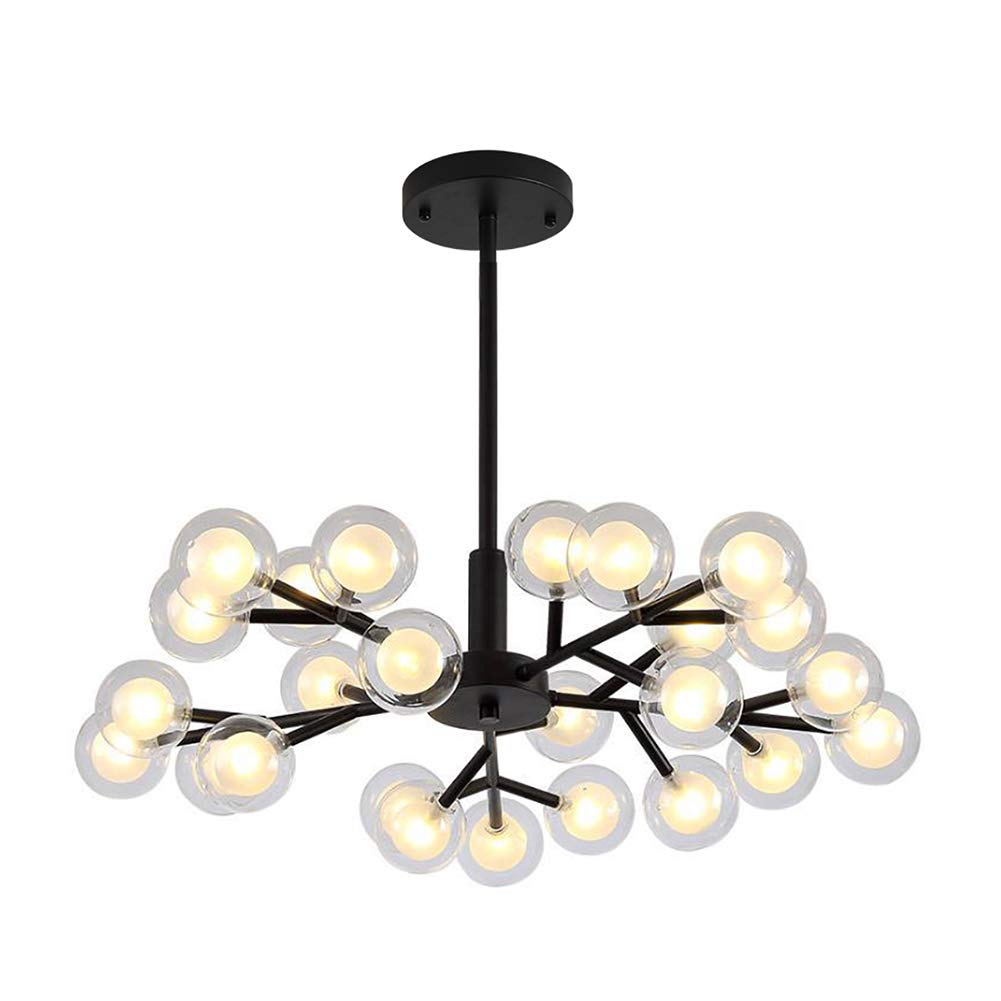 Modern Sputnik Chandelier Mid Century Brass Vintage Magical Molecular Shades Pendant Lighting Fixture for Bedroom Hallway Kitchen Living Room Black 25 Lights