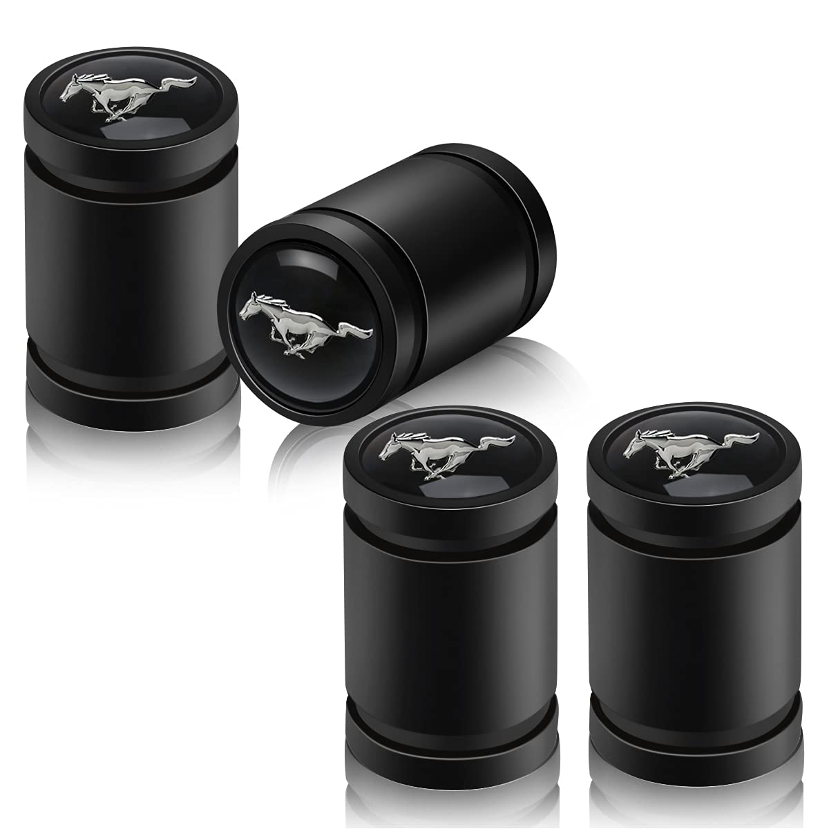 Suitable for Mustang Valve stem Cover to Prevent Corrosion. Tire air Cover Valve stem and Valve stem Cover. Automobile. Suitable for Ford Mustang GT 5.0 Decoration Accessories (4 Pieces of Black)