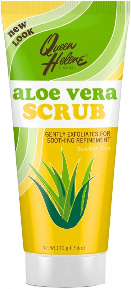 Queen Helene Aloe Vera Facial Scrub – Soothing Exfoliating Cleanser for Fresh Hydrated & Balanced Skin | 6 oz Tube