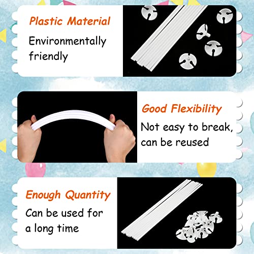 Ballonstangen Einzeln, Kunststoff Ballonstäbe 32cm, Weiß Stäbe Halter für Luftballons für Hochzeit, Geburtstag, Feiertage, Party Decor, Wiederverwendbar (10PCS)