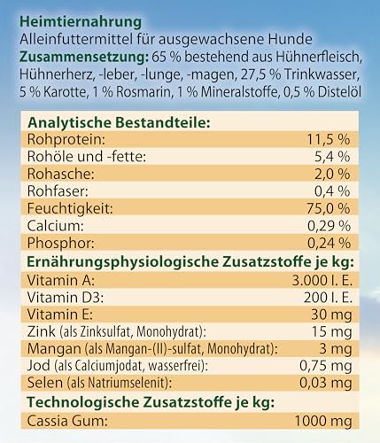Dehner Best Nature Hundefutter Light, Nassfutter fettreduziert, für übergewichtige Hunde, Huhn / Karotte , 6 x 400 g Dose (2.4 kg)