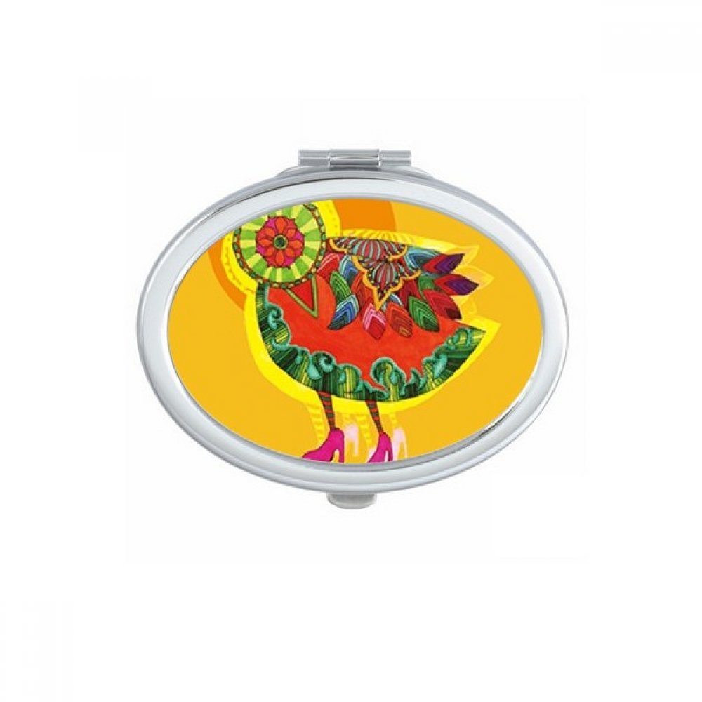 Miroir maquillage compact ovale Printemps Bonne année portable mignon multicolore fait main