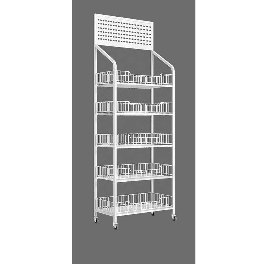 Scaffali Sto a 4/5 ripiani, espositore bianco per la casa, facile da montare, perfetto per articoli domestici e riordinare (60 x 27 x 165 cm)
