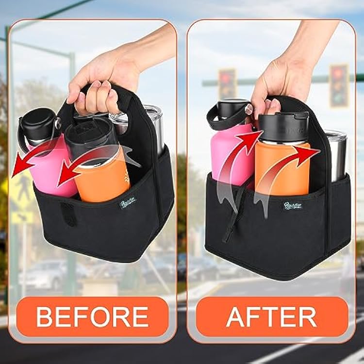 Beautyflier Reusable Insulated Coffee Cup Carrier, Portable Drink Holder with Handle Organizer Tote Bag for Hot & Cold Drinks
