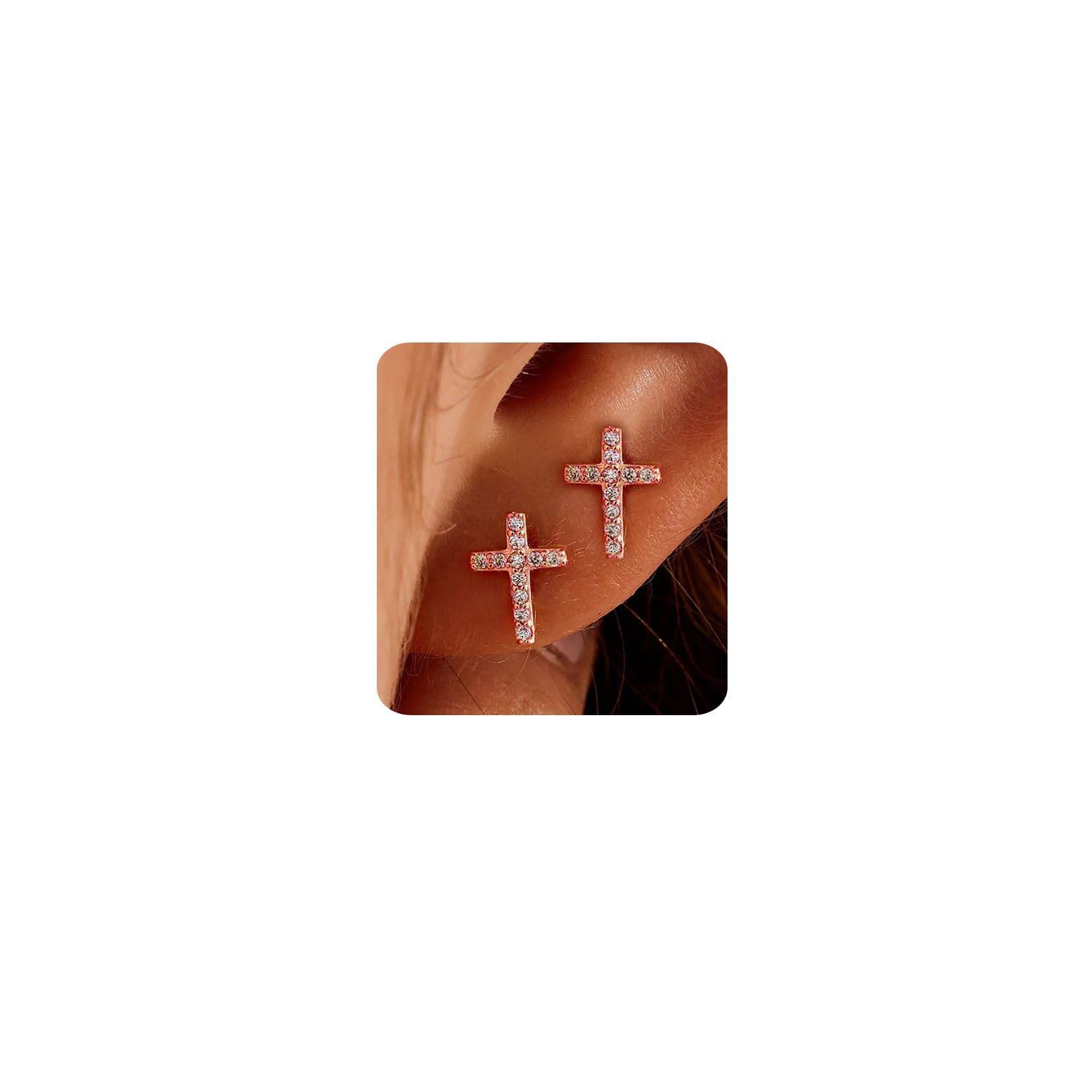 MUMREUES Ohrringe Silber 925 für Damen 14K Vergoldet Kleine Ohrstecker kreuzen Zirkonia Minimalistische Stecker Gold Ohrstecker Ohr Schmuck Geschenke