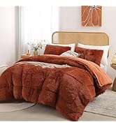 Smoofy Faux Fur Plush Queen Comforter Set, Fluffy Fuzzy Plush Comforter Queen Size, Cute Soft Sha...