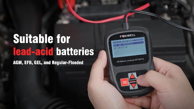 FOXWELL BT100 PRO Car Battery Tester, 12V, 100-1100 CCA Load Tester