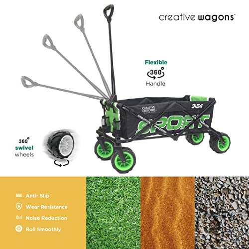 Creative Outdoor Collapsible Folding Wagon Cart | Sport Series | Beach Park Garden Sports & Tailgate | Green #TOP3