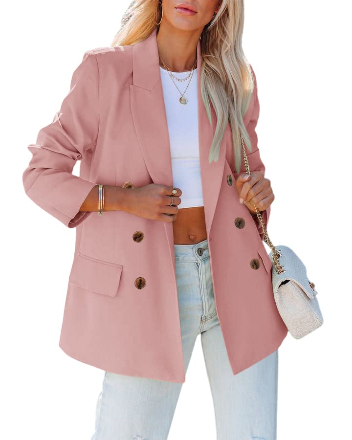 CnkweiWomens Casual Lighweight Blazers Lapel Cut Collar Buttons Work Office Jacket