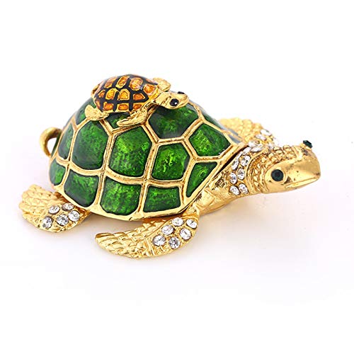 Décoration tortue mère et enfant en métal et émail peint pour salon moderne