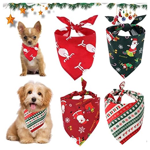 Pañuelo Perro, 4 Pcs Bandana Perro de Navidad, para Perros Pequeños Medianos Grandes Mascotas