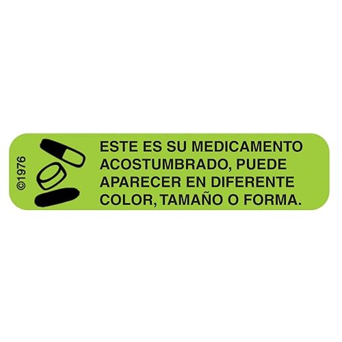 Pharmex HG-61 "ESTE ES SU MEDICAMENTO" Etiqueta de papel permanente, 1 916" x 38", verde, paquete de 1000