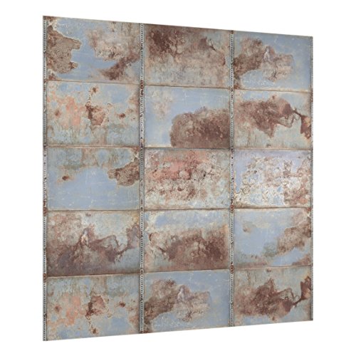 Spritzschutz Glas - Shabby Industrial Metalloptik - Quadrat 1:1, 59cm x 60cm