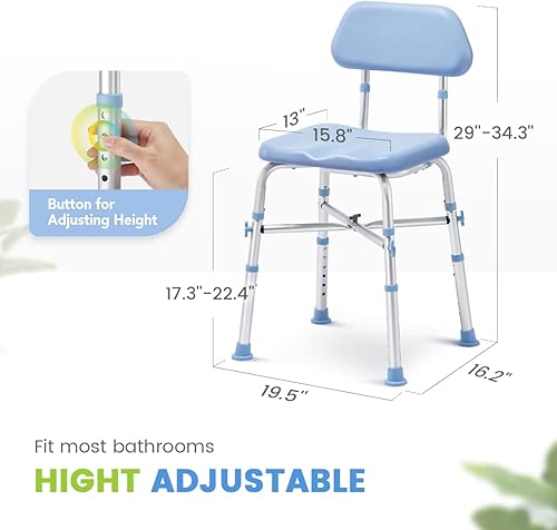 Miniatura 3 de OasisSpace Silla de ducha resistente con respaldo de 500 libras, silla de baño acolchada para ducha interior, silla de ducha antideslizante sin